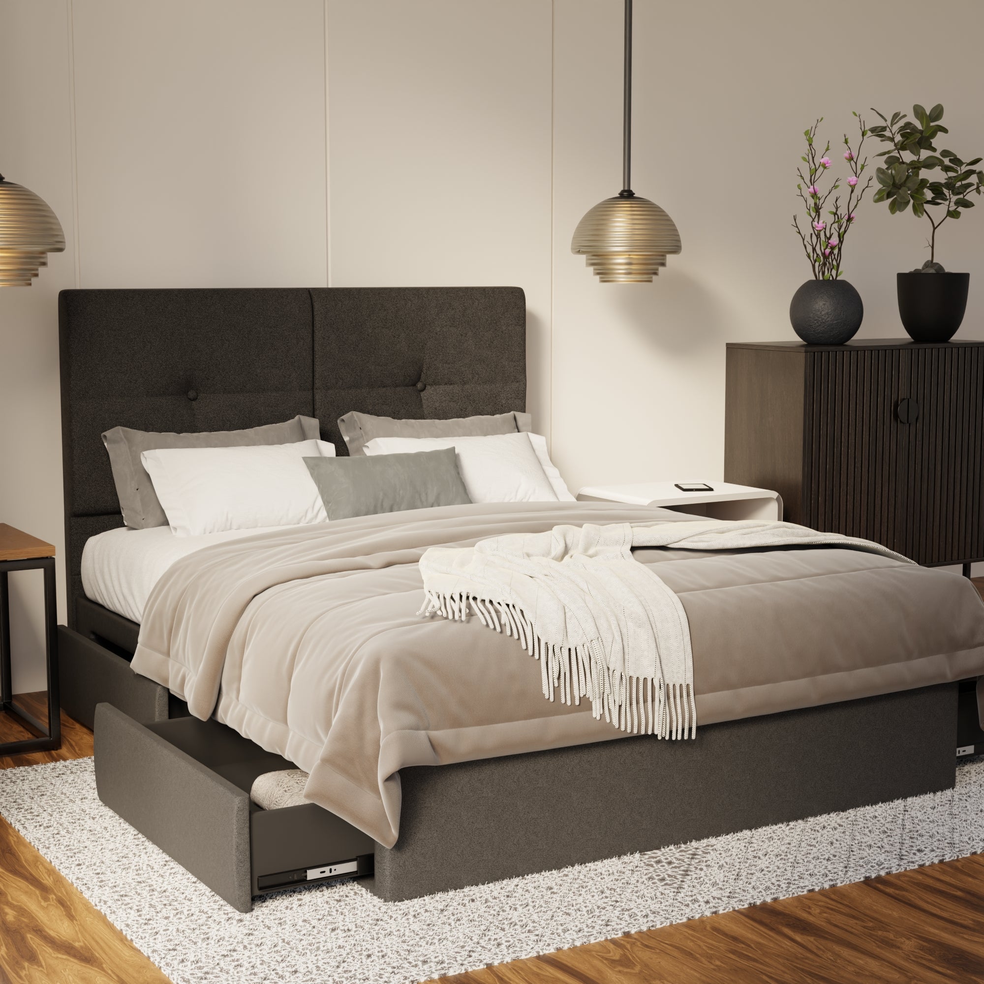 Rylan Fabric Drawer Bed Frame (Water Repellent & Pet Friendly) By Somnuz