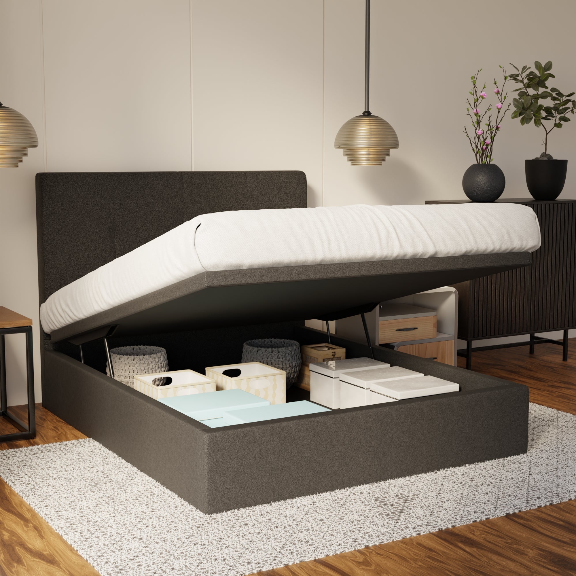 Lyra Fabric Storage Bed Frame (Water Repellent & Pet Friendly) By Somnuz
