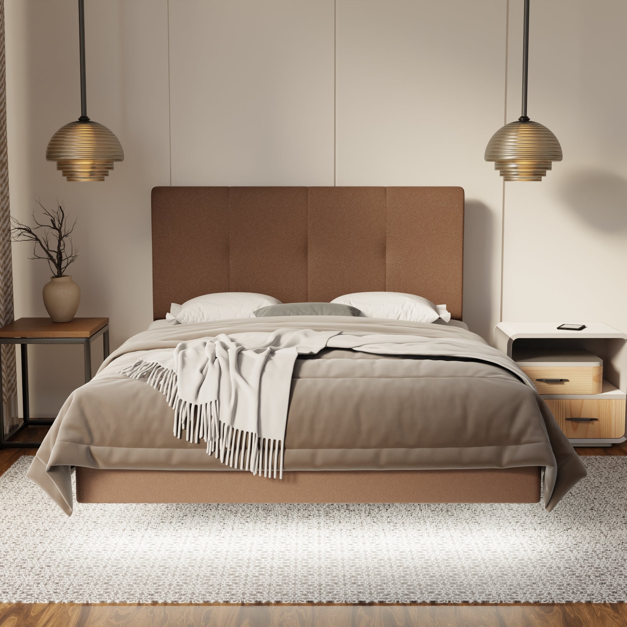 Lyra Fabric Floating Bed Frame (Water Repellent, Pet Friendly & LED) By Somnuz