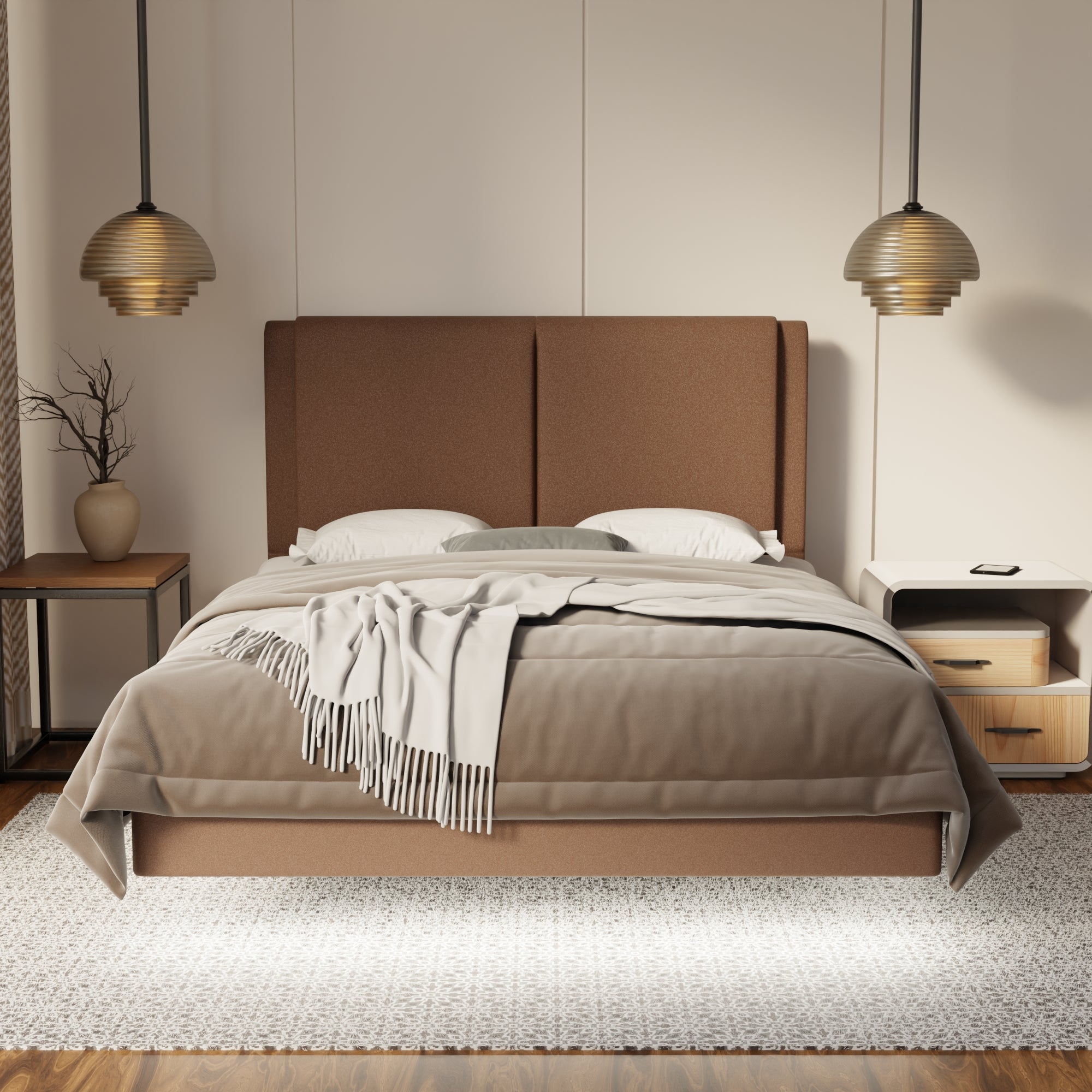 Vance Fabric Floating Bed Frame (Water Repellent, Pet Friendly & LED) By Somnuz