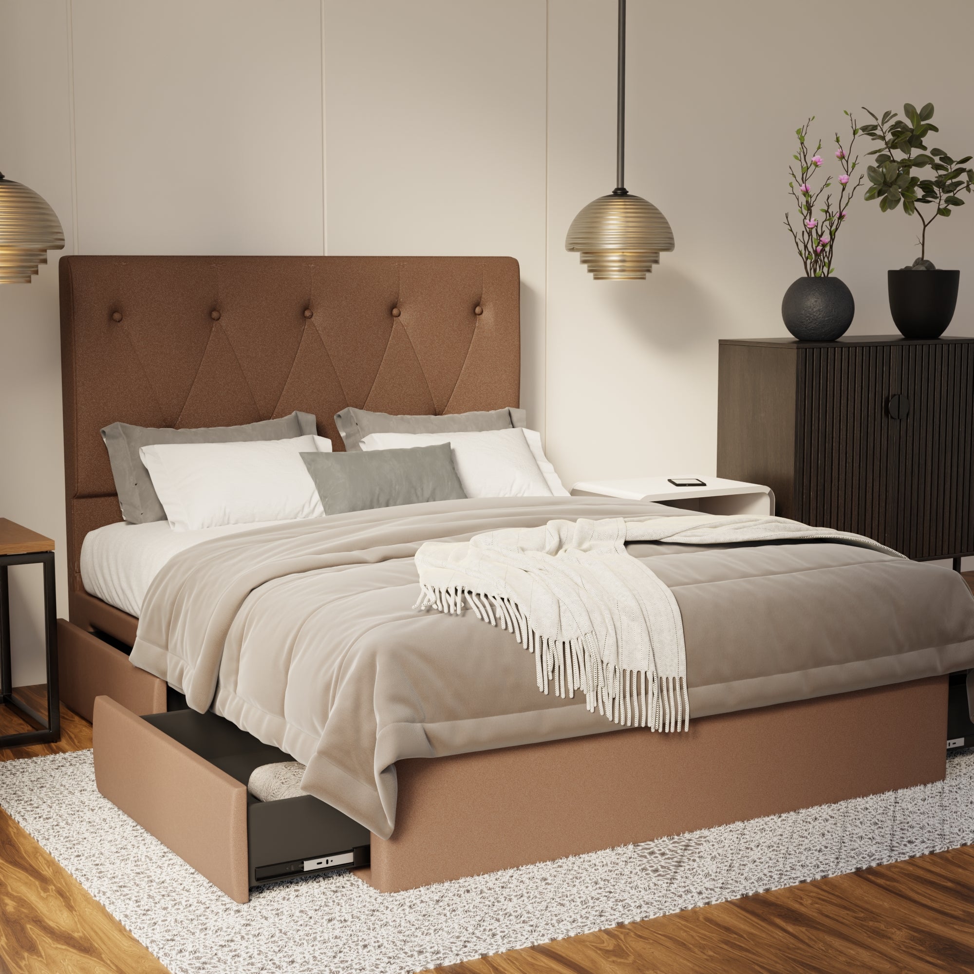 Valen Fabric Drawer Bed Frame (Water Repellent & Pet Friendly) By Somnuz
