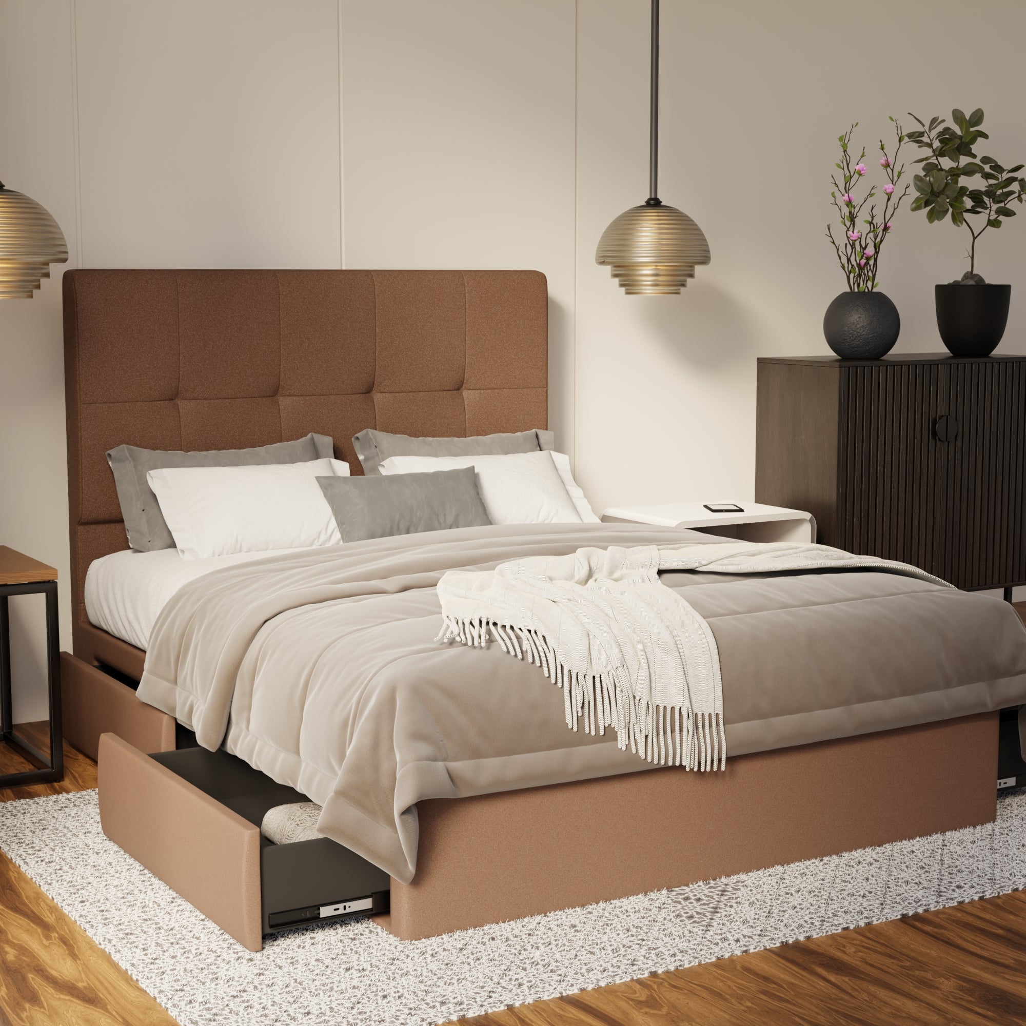 Marlowe Fabric Drawer Bed Frame (Water Repellent & Pet Friendly) By Somnuz