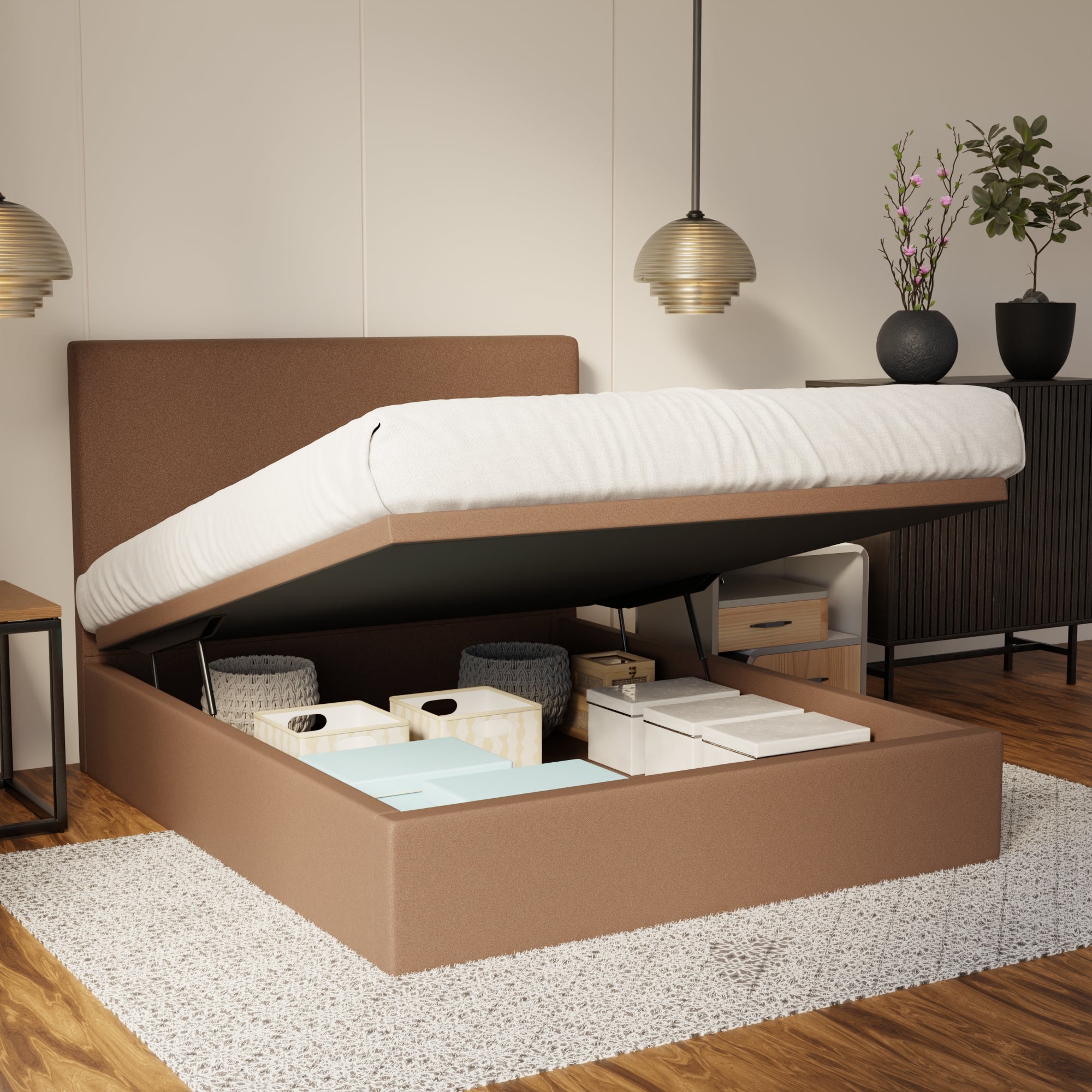 Kira Fabric Storage Bed Frame (Water Repellent & Pet Friendly) By Somnuz