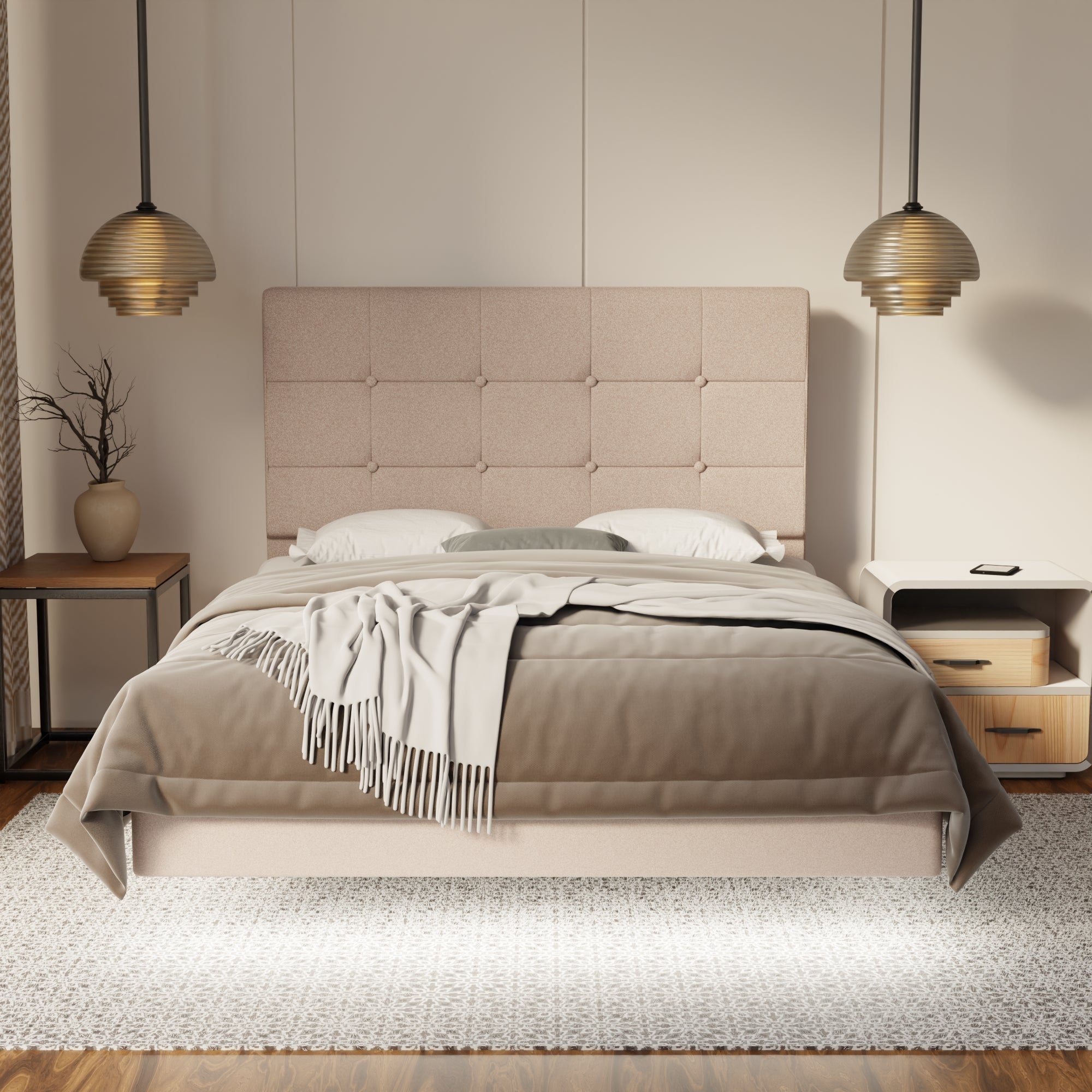 Theron Fabric Floating Bed Frame (Water Repellent, Pet Friendly & LED) By Somnuz