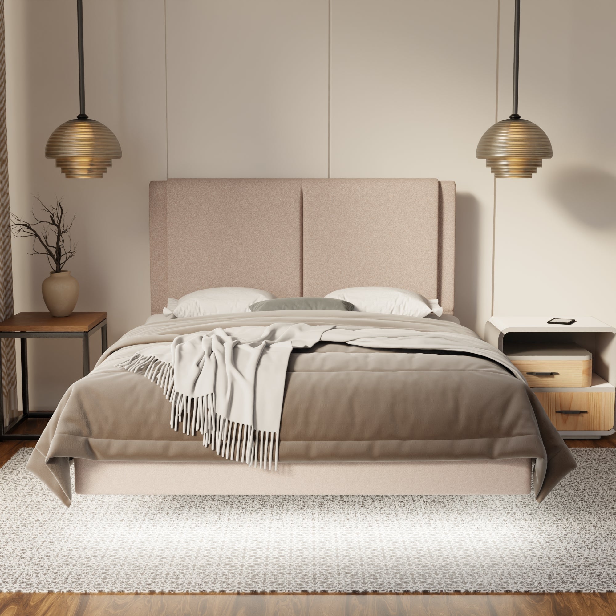Vance Fabric Floating Bed Frame (Water Repellent, Pet Friendly & LED) By Somnuz