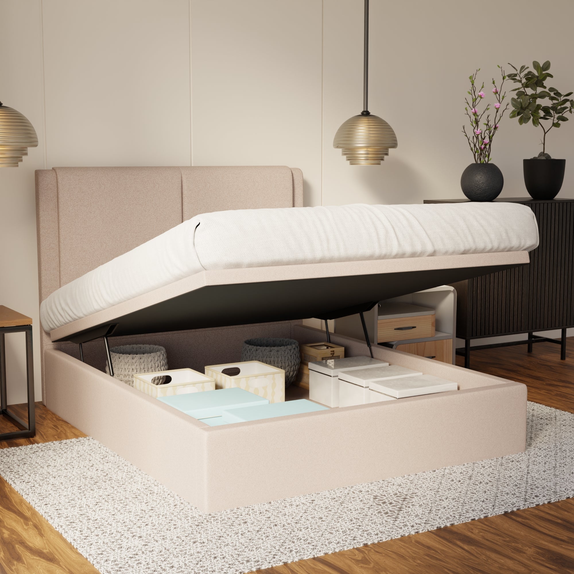 Vance Fabric Storage Bed Frame (Water Repellent & Pet Friendly) By Somnuz