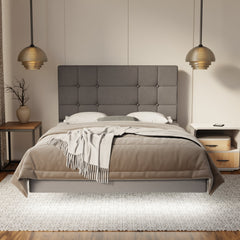 Elara Fabric Floating Bed Frame (Water Repellent, Pet Friendly & LED) By Somnuz