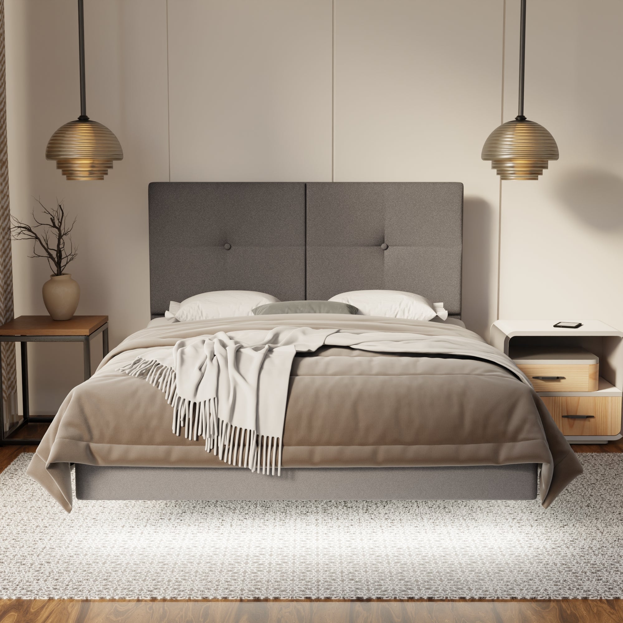 Rylan Fabric Floating Bed Frame (Water Repellent, Pet Friendly & LED) By Somnuz