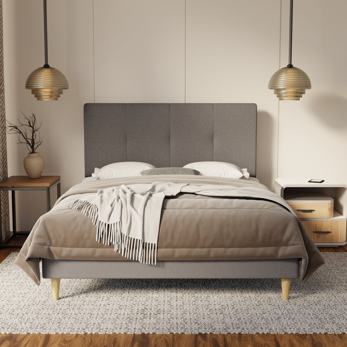 Lyra Fabric Bed Frame (Water Repellent & Pet friendly) By Somnuz