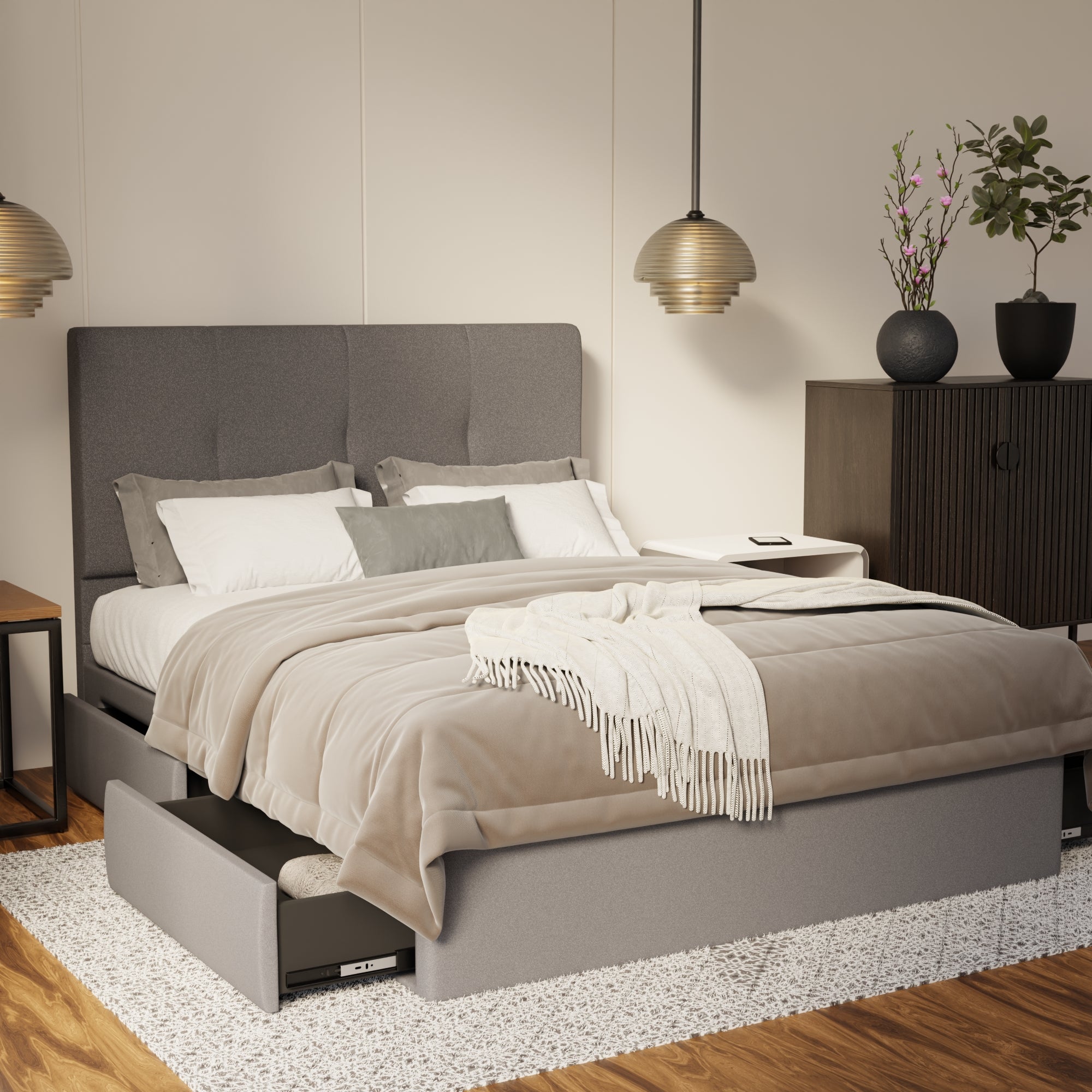 Lyra Fabric Drawer Bed Frame (Water Repellent & Pet Friendly) By Somnuz