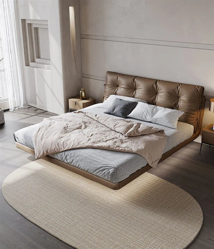 Pontus Leather Floating Bed (Queen Size & King Size)