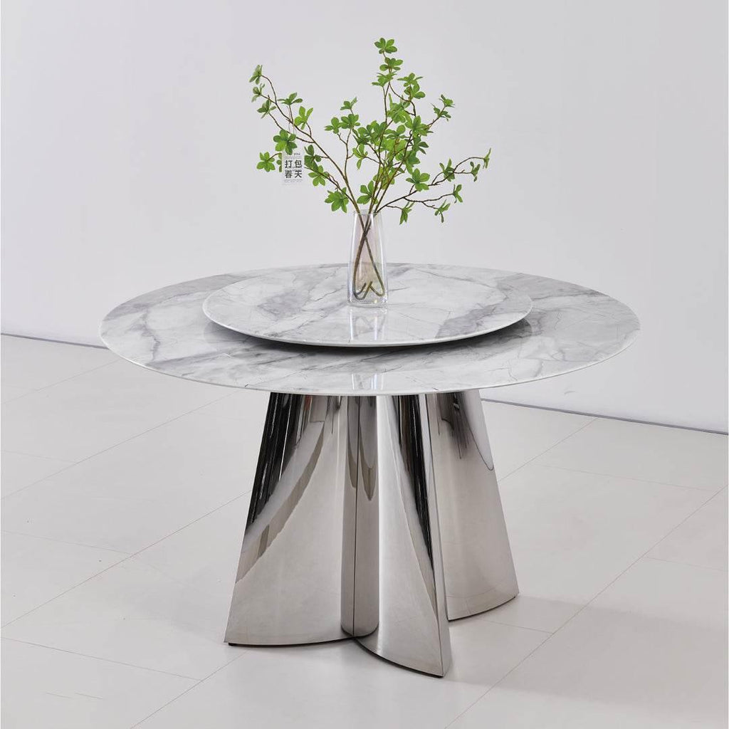Venus Glossy Sintered Stone Round Dining Table - Maxi Home Furnishing