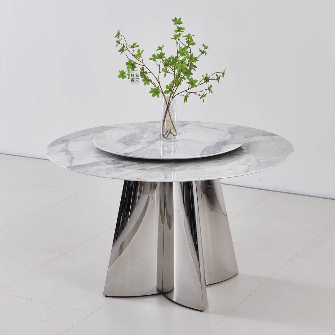 Venus Glossy Sintered Stone Round Dining Table - Maxi Home Furnishing