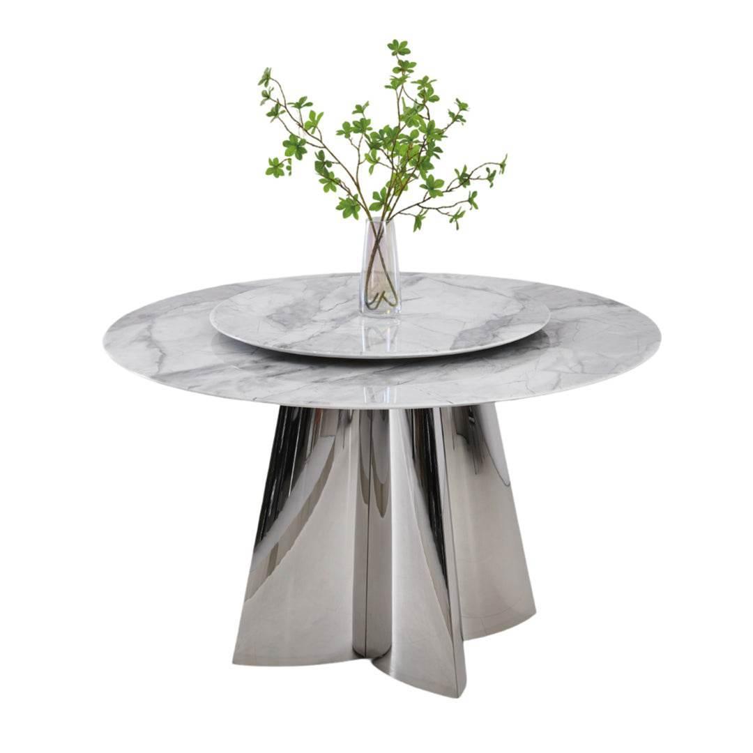 Venus Glossy Sintered Stone Round Dining Table - Maxi Home Furnishing
