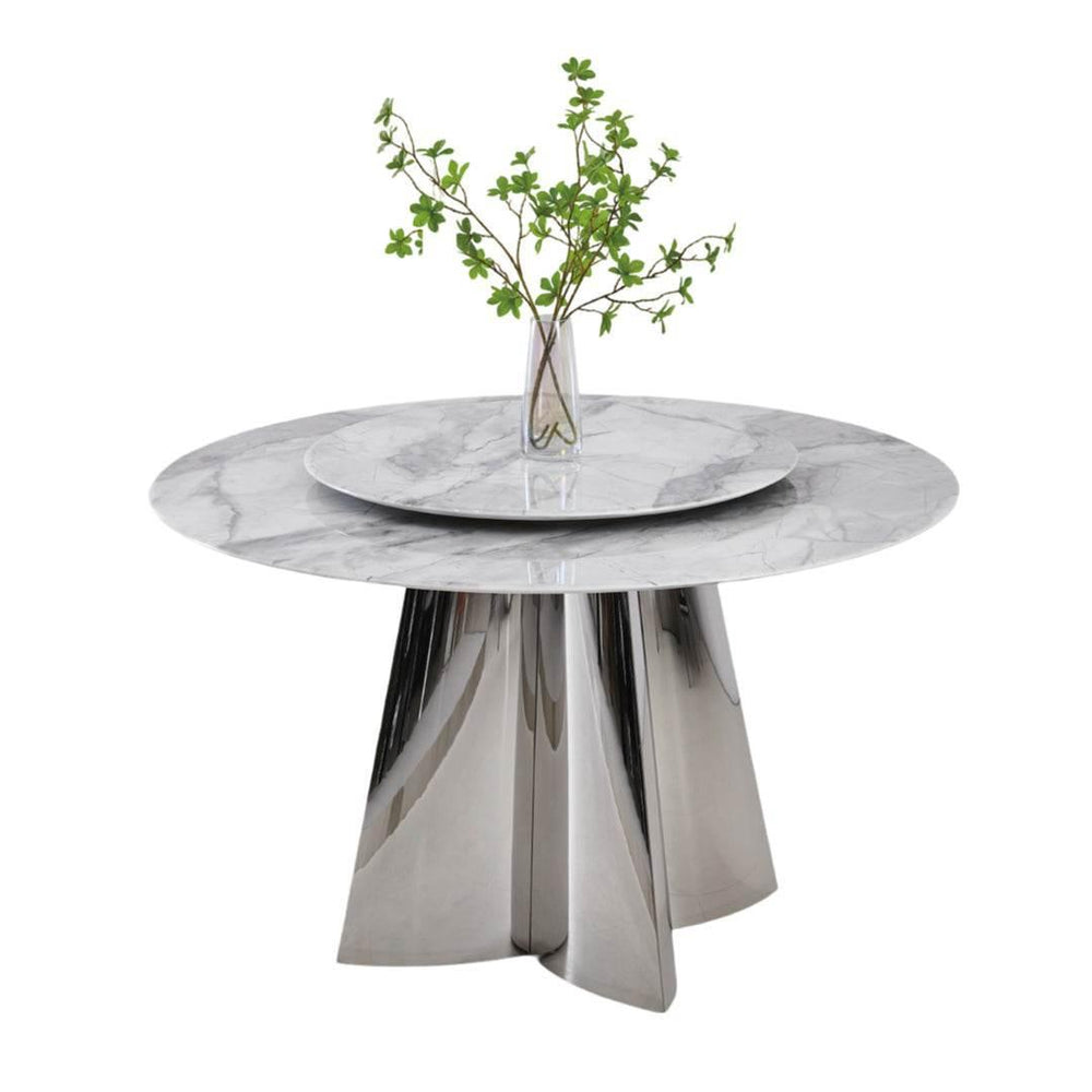 Venus Glossy Sintered Stone Round Dining Table - Maxi Home Furnishing