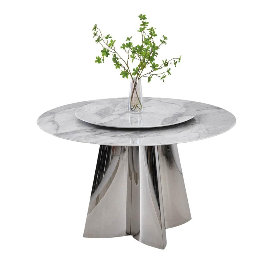 Venus Glossy Sintered Stone Round Dining Table - Maxi Home Furnishing