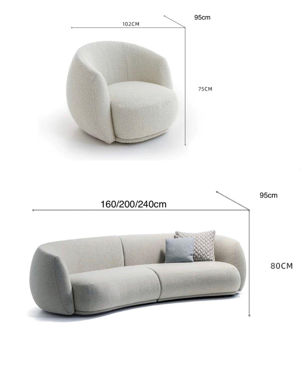 Crandelle Boucle Fabric Sectional Sofa