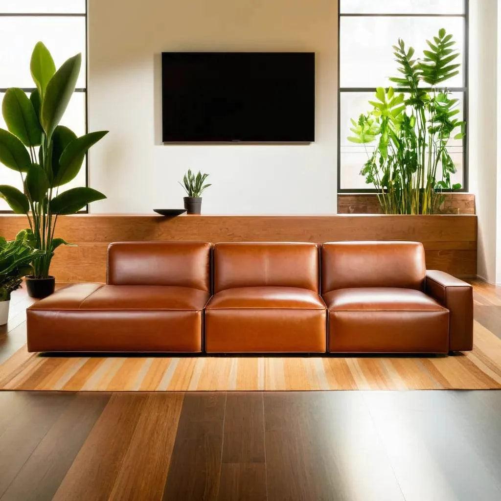 Aleppo Faux Leather 4 Seater Extended Sofa