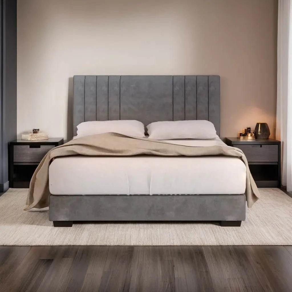 Cora Grey Bed Frame + Somnuz™ Durafirm 10" Spring Mattress