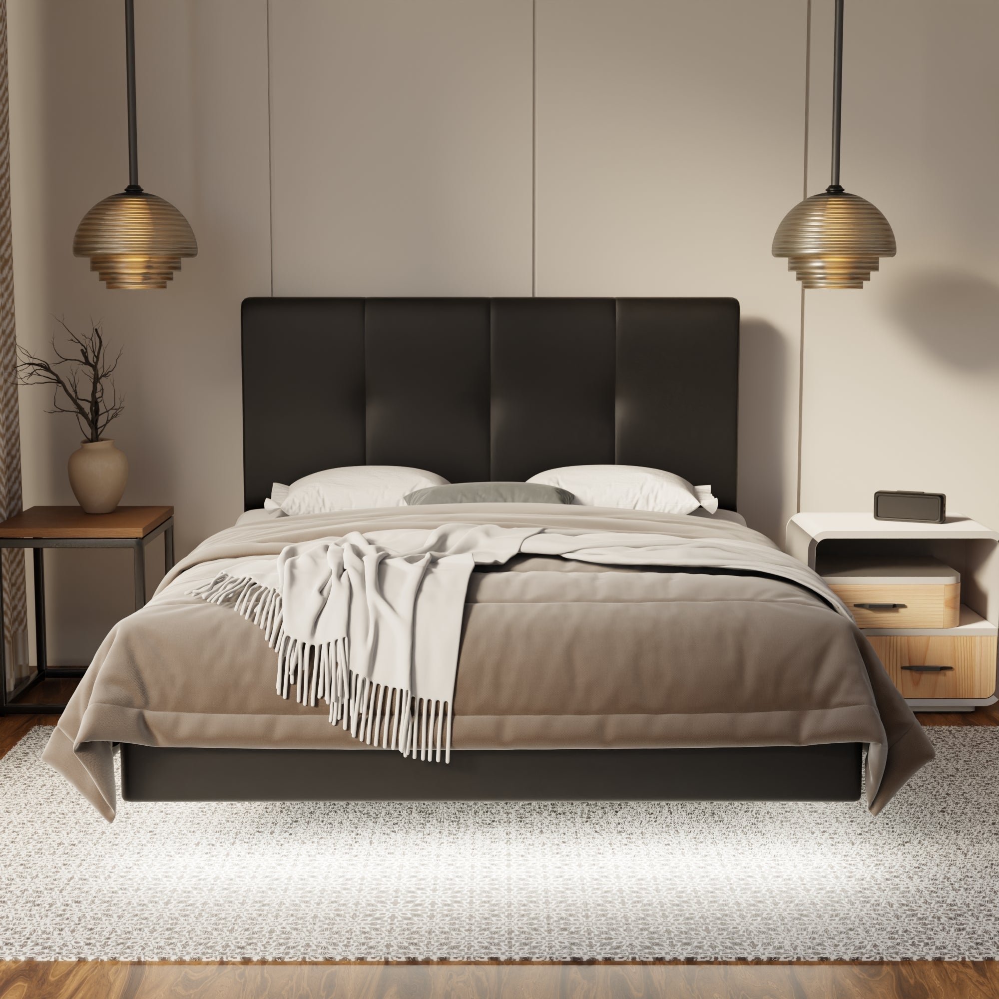 Lyra Genuine Leather Floating Bed Frame (With LED)  By Esteller