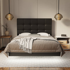 Theron Genuine Leather Floating Bed Frame (With LED) By Esteller