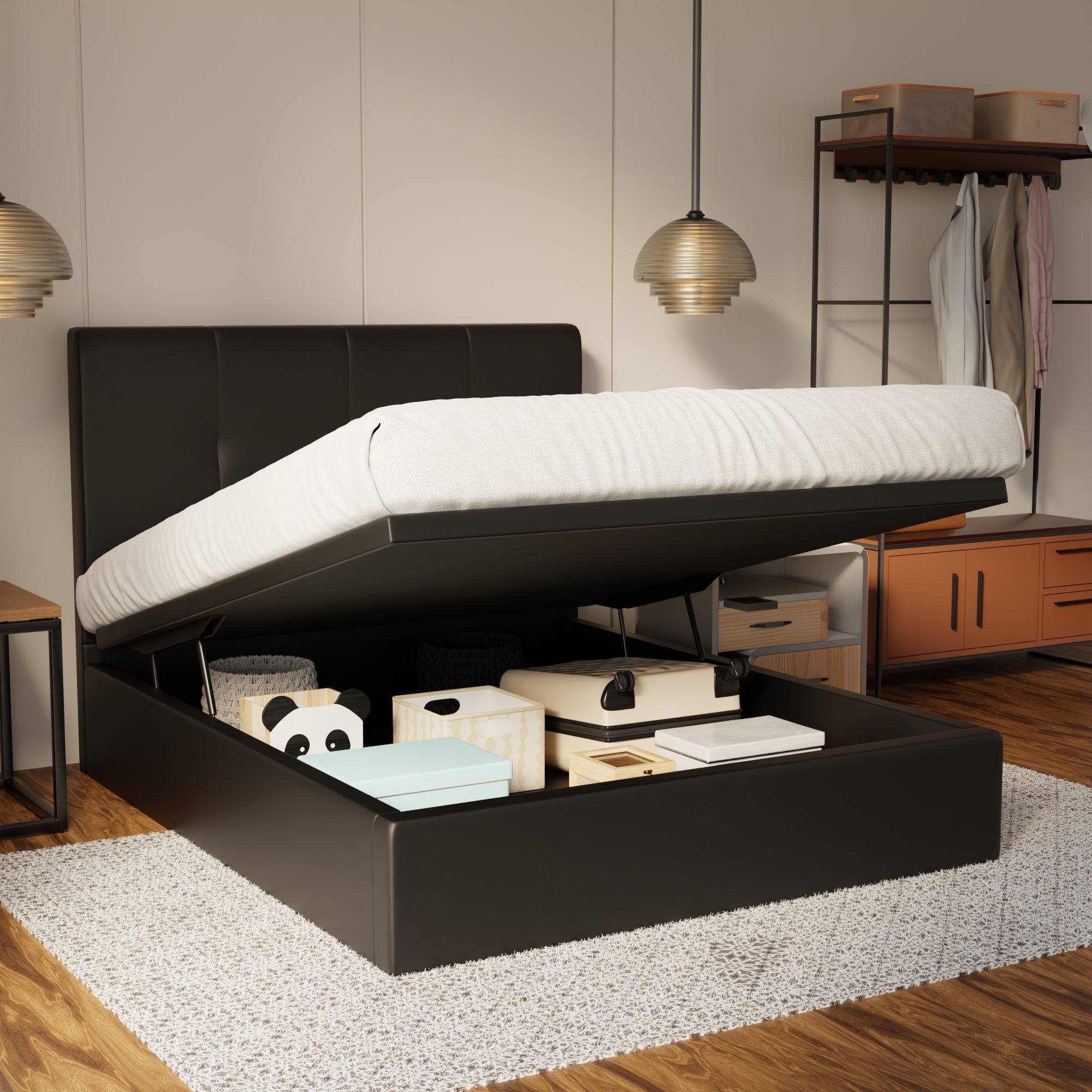 Lyra Genuine Leather Storage Bed (Gas Lift) By Esteller