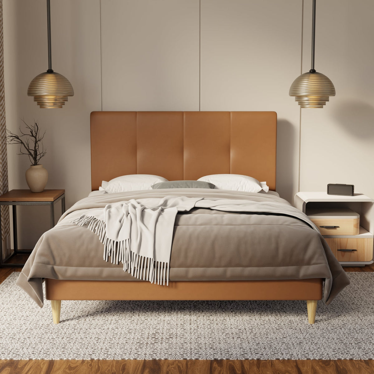 Lyra Genuine Leather Bed Frame By Esteller