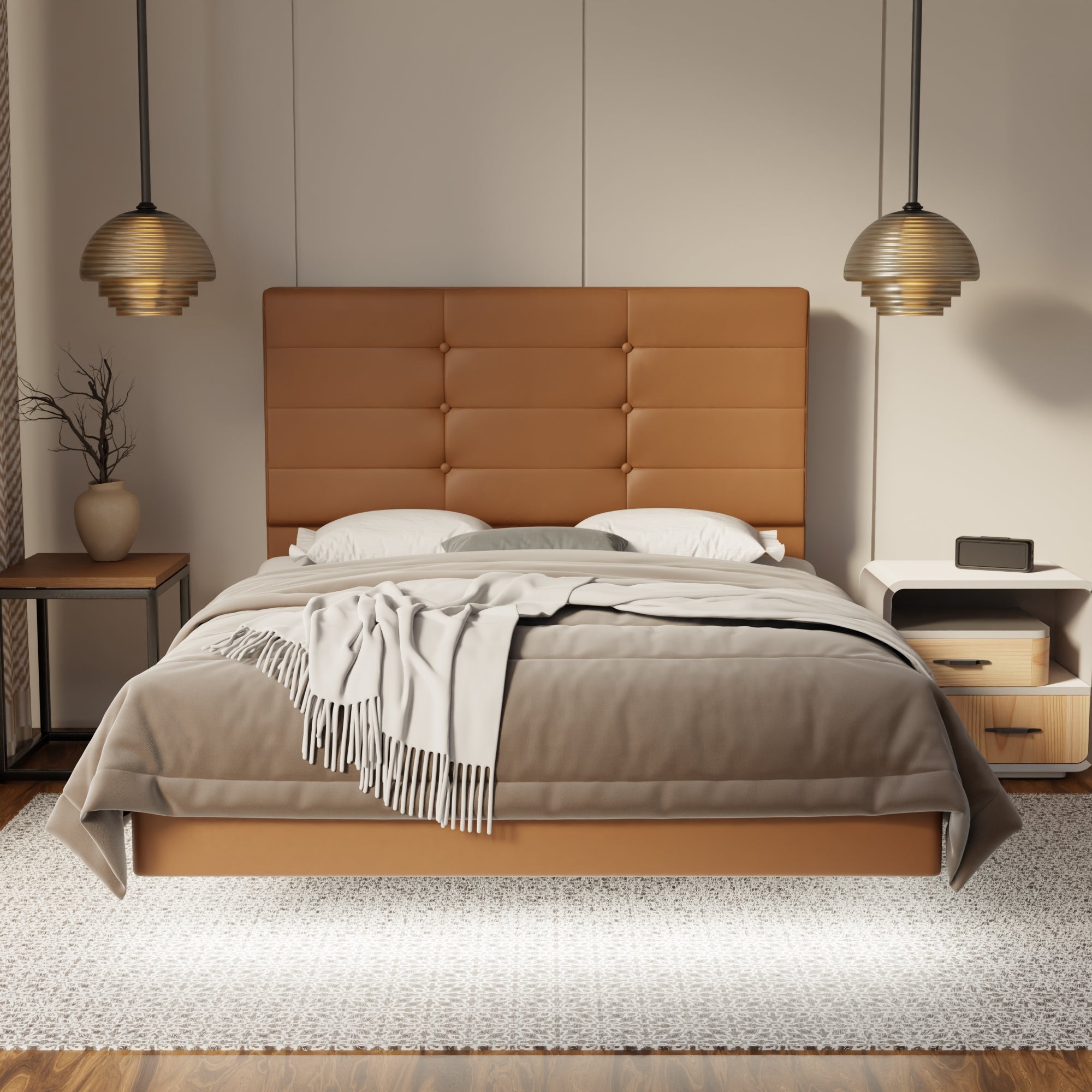 Kaelen Genuine Leather Floating Bed Frame (With LED) By Esteller