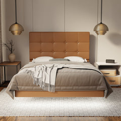 Theron Genuine Leather Floating Bed Frame (With LED) By Esteller