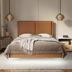 Vance Genuine Leather Floating Bed Frame (With LED) By Esteller