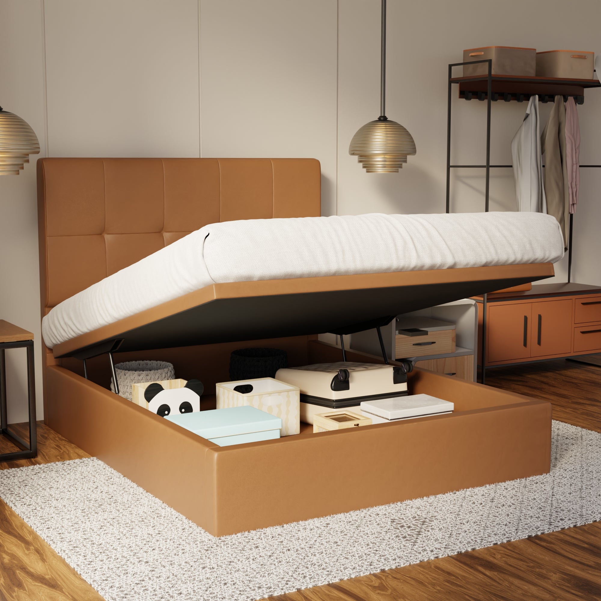 Marlowe Genuine Leather Storage Bed (Gas Lift) By Esteller
