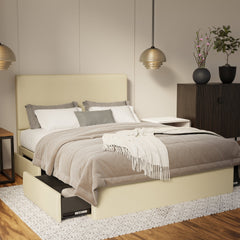 Kira Genuine Leather Drawer Bed By Esteller