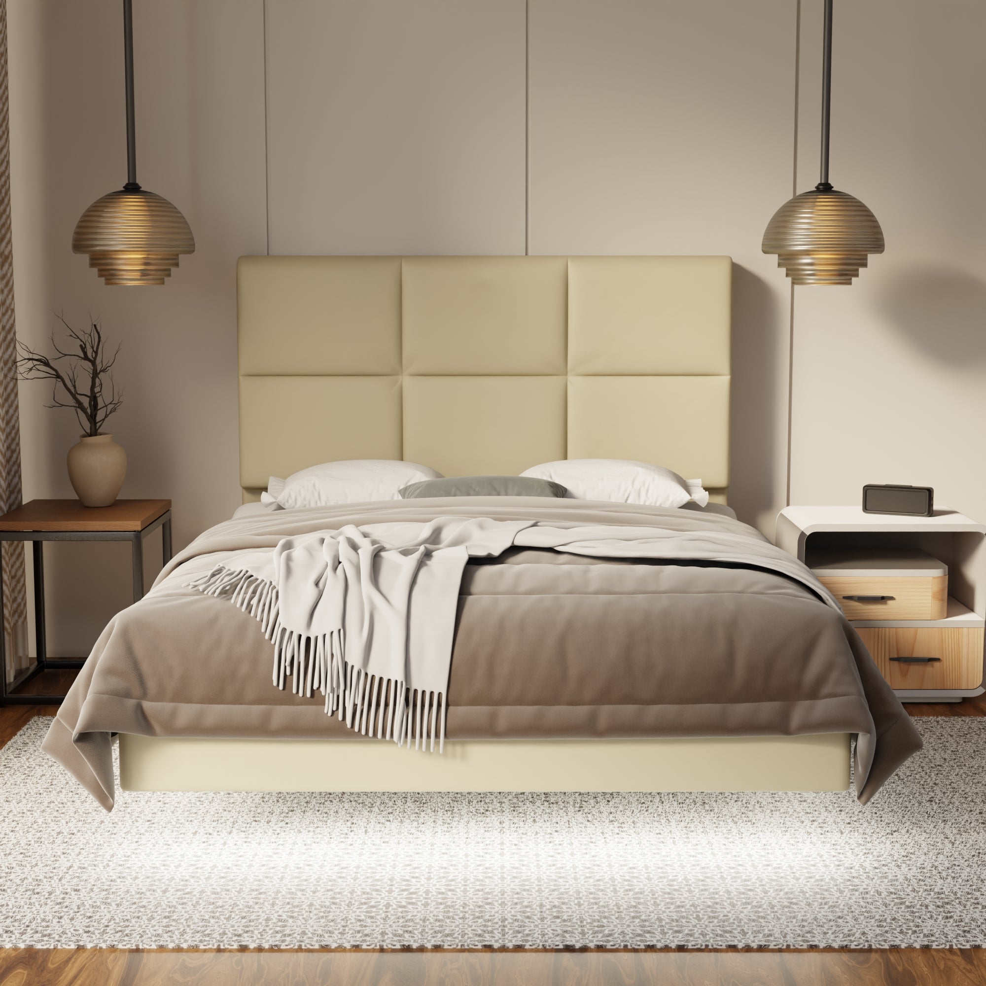 Caspian Genuine Leather Floating Bed Frame (With LED) By Esteller