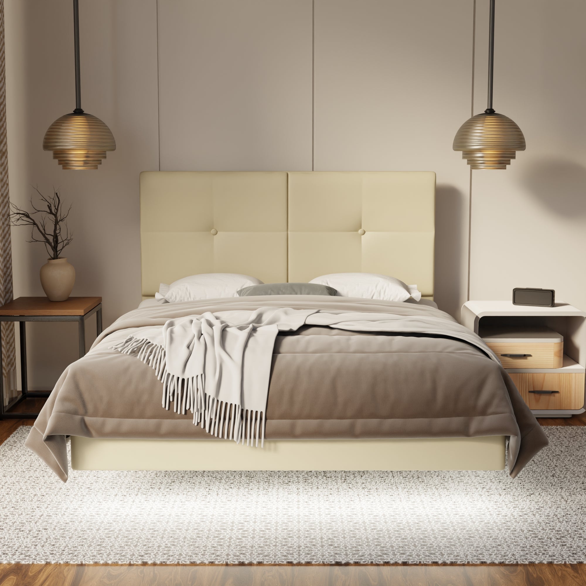 Rylan Genuine Leather Floating Bed Frame (With LED) By Esteller