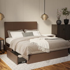 Kira Genuine Leather Drawer Bed By Esteller