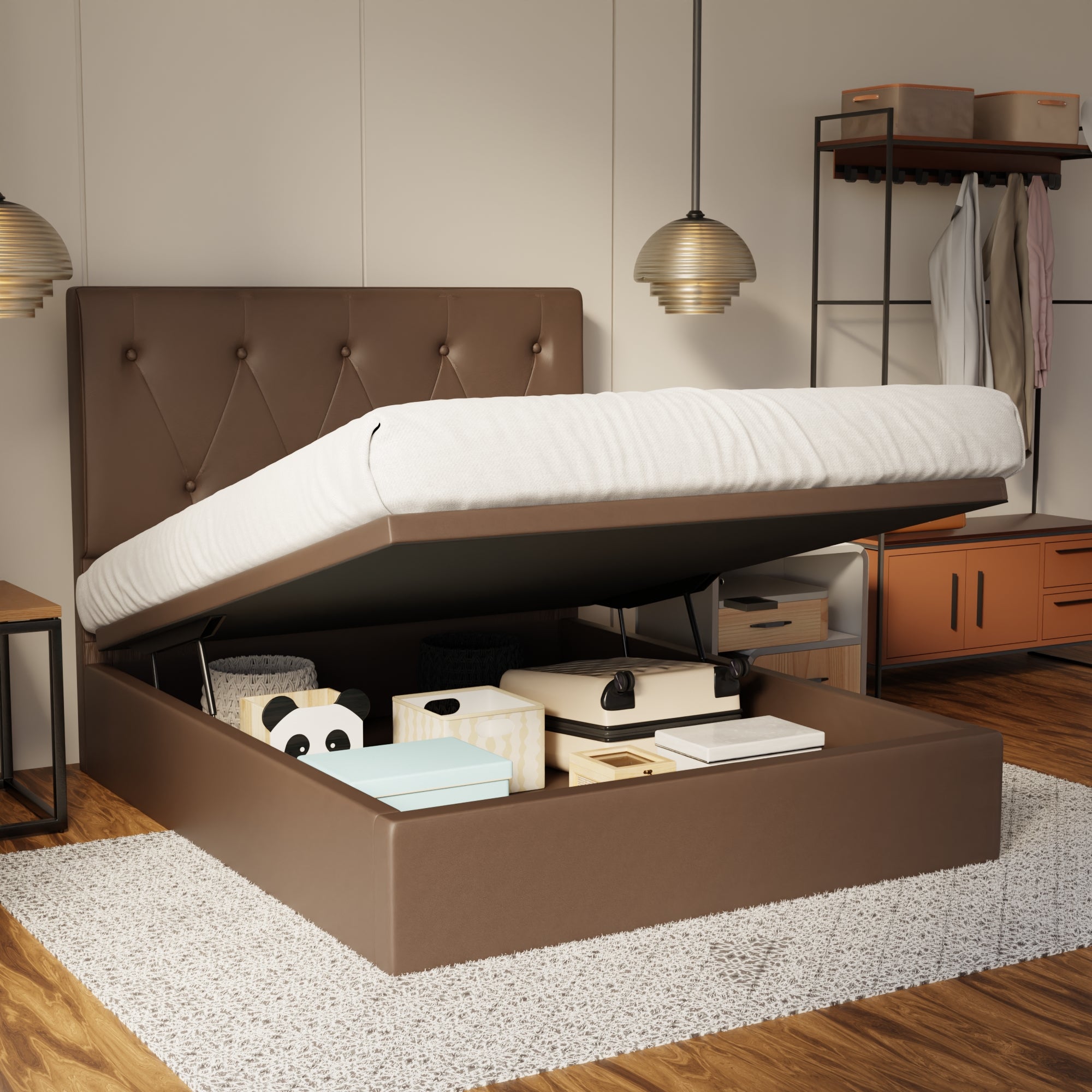 Valen Genuine Leather Storage Bed (Gas Lift) By Esteller