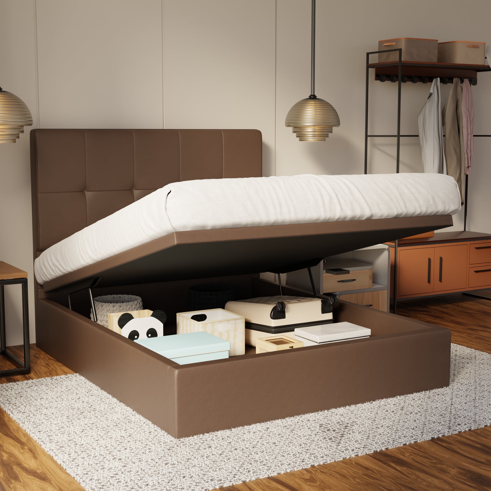Marlowe Genuine Leather Storage Bed (Gas Lift) By Esteller