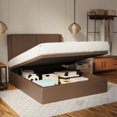 Vance Genuine Leather Storage Bed (Gas Lift) By Esteller