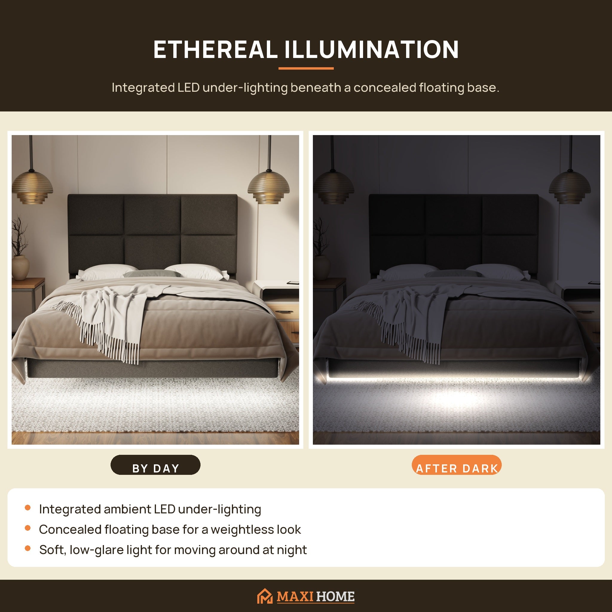 LED under-lighting by day and after dark