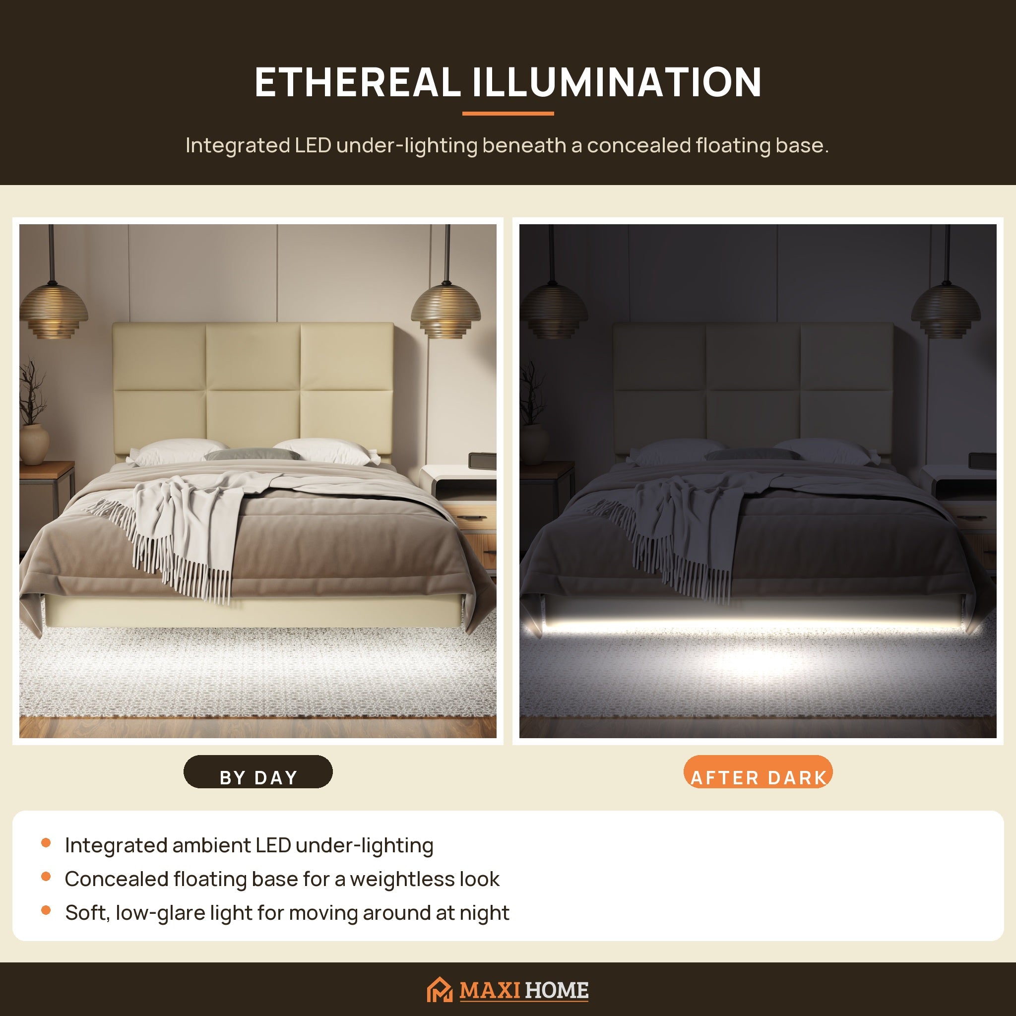 LED under-lighting by day and after dark