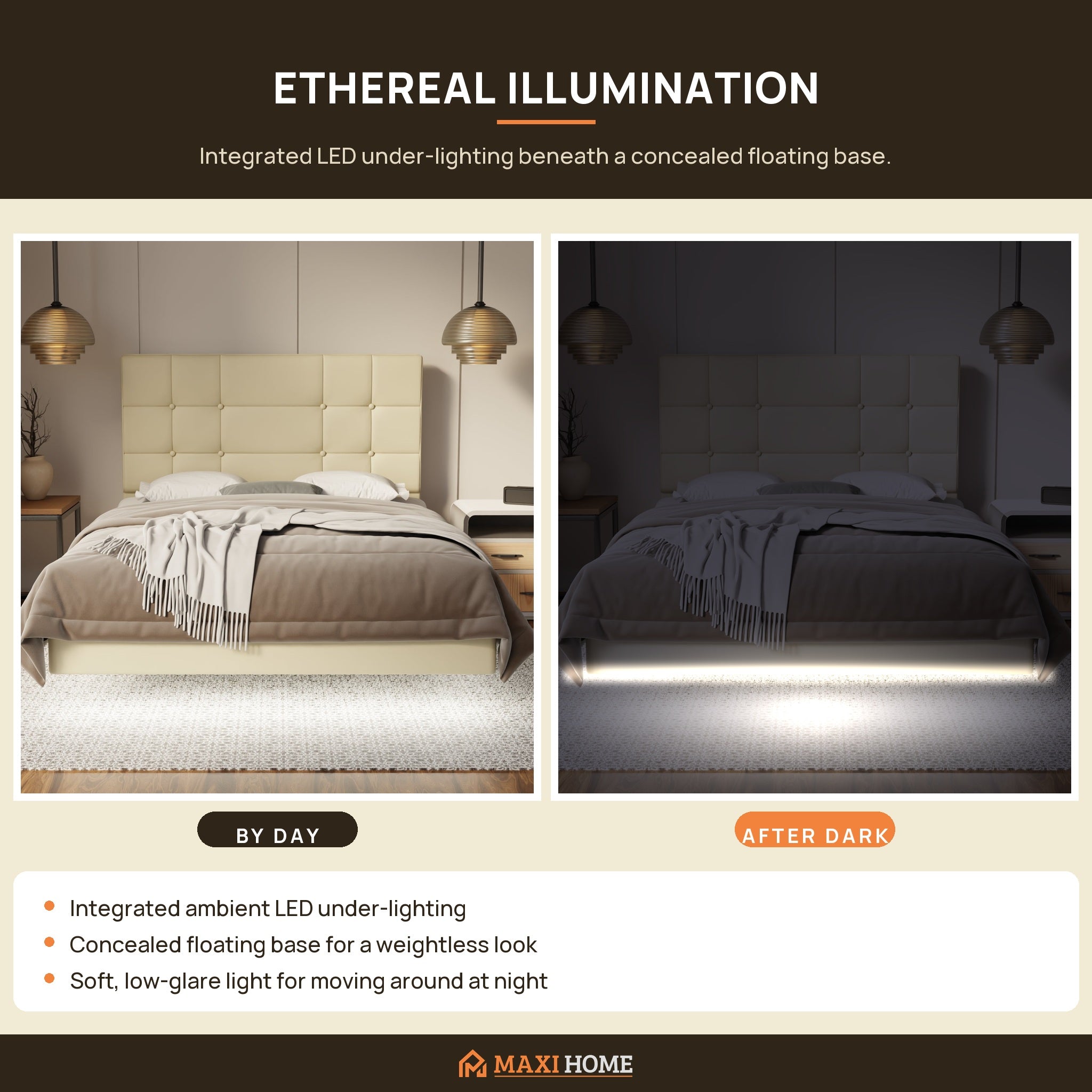 LED under-lighting by day and after dark