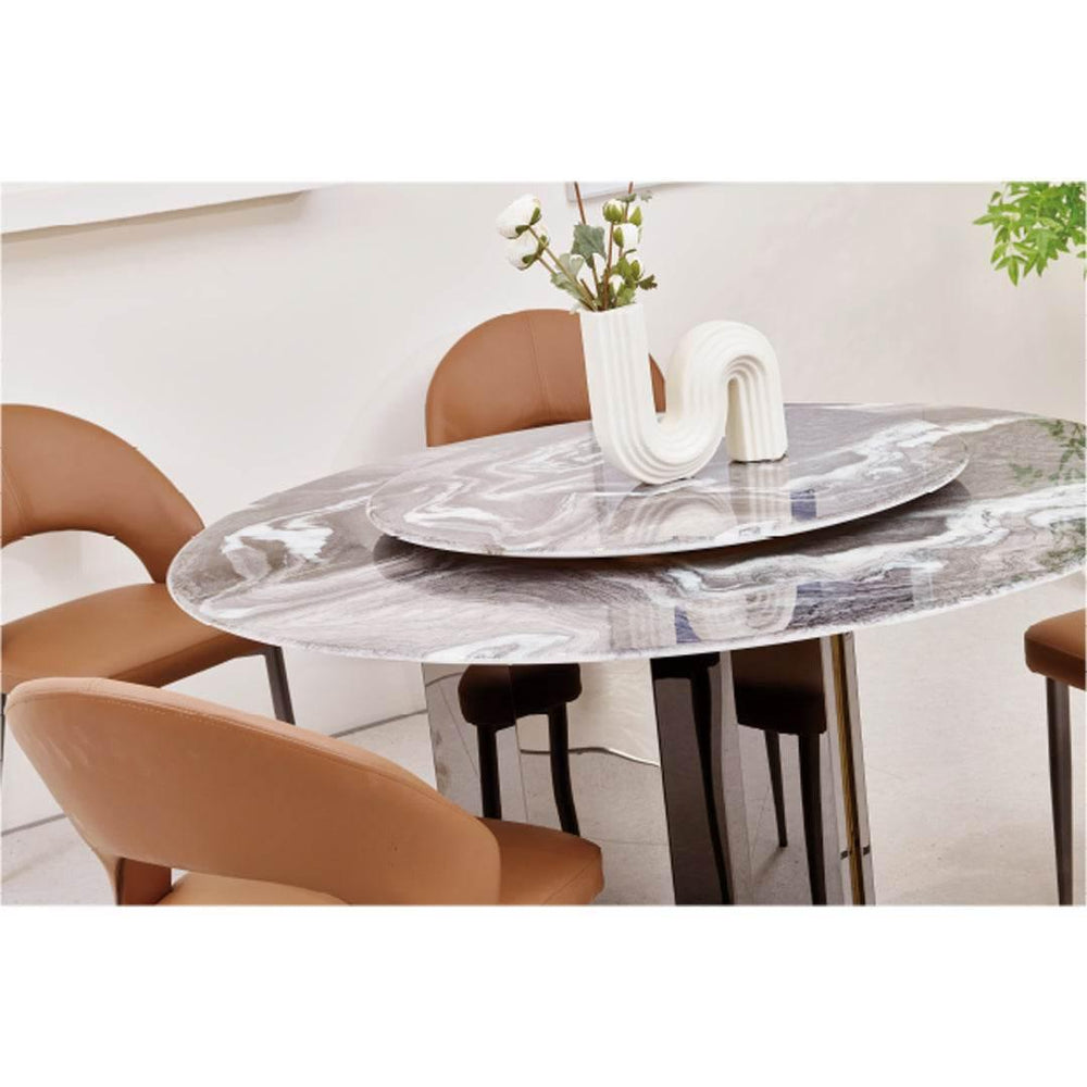 Vida Glossy Sintered Stone Round Dining Table - Maxi Home Furnishing