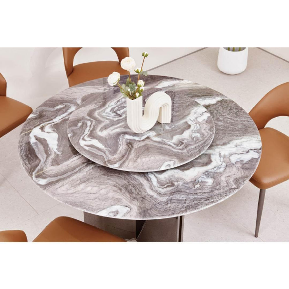 Vida Glossy Sintered Stone Round Dining Table - Maxi Home Furnishing