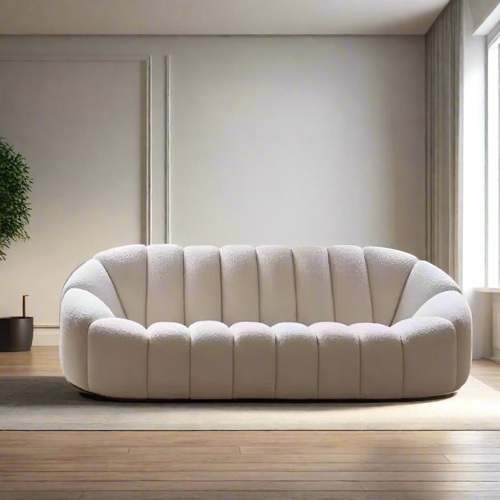 Phyllis Boucle Fabric Sofa in Cream Singapore