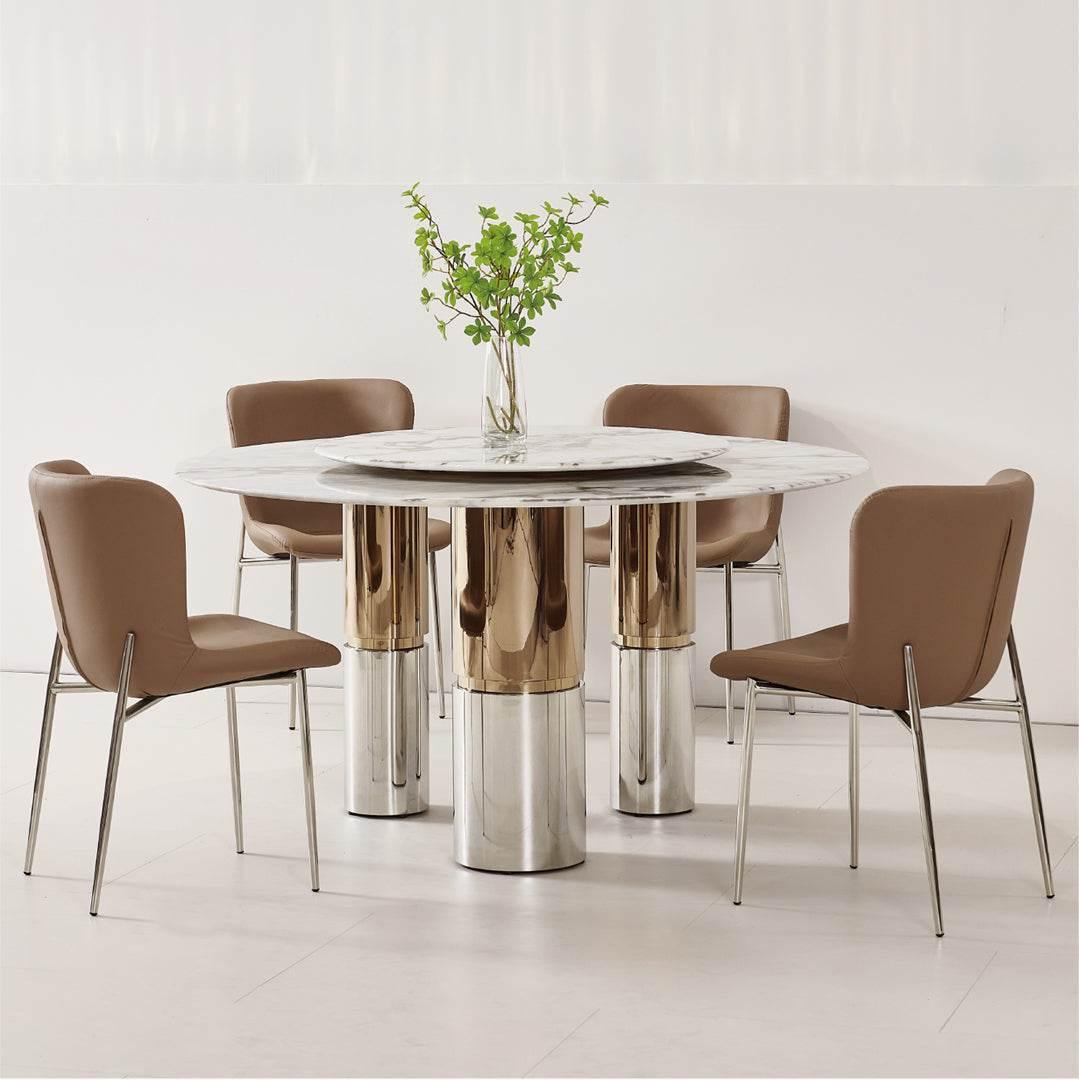 Arsenio Cultured Marble Round Dining Table (130cm/150cm) - Maxi Home Furnishing