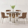 Arsenio Cultured Marble Round Dining Table (130cm/150cm) - Maxi Home Furnishing