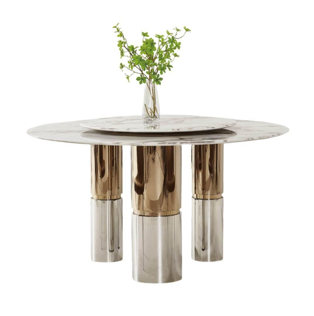Arsenio Cultured Marble Round Dining Table (130cm/150cm) - Maxi Home Furnishing