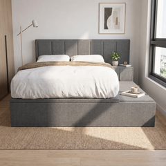 Snova Platform Storage Grey Fabric Bed Frame (Water Repellent)