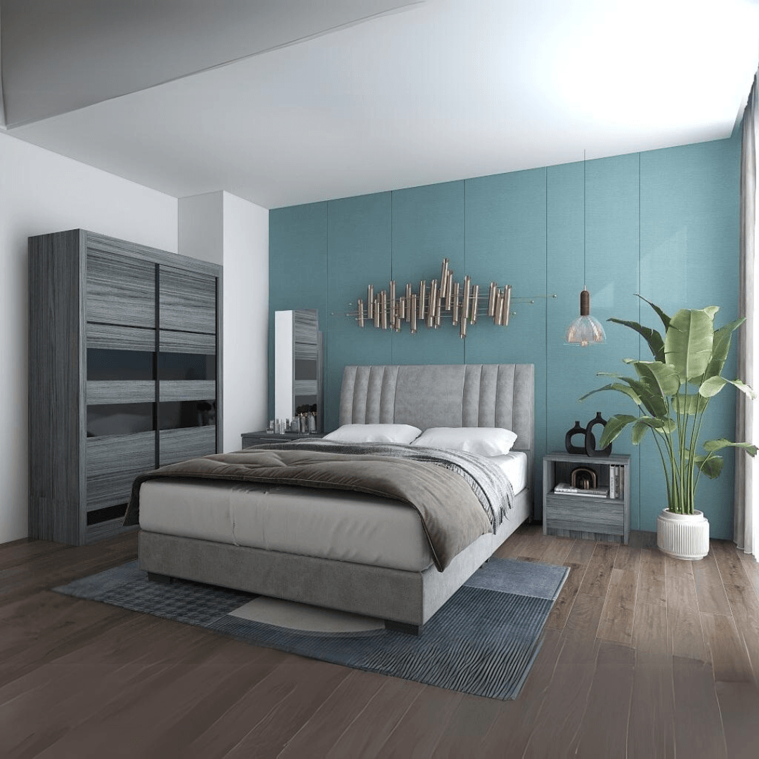 Cora Bedroom Set (Bed Frame + Side Table + Dressing Table + Wardrobe)