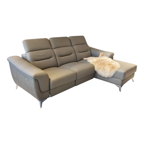 Alesia L-Shape Half Leather Sofa with Recliner